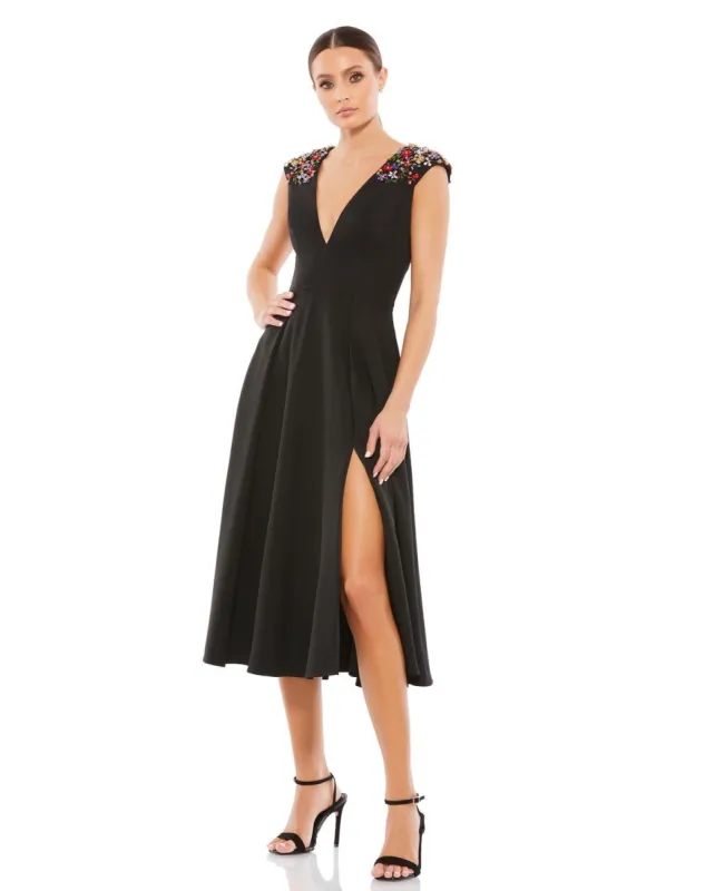 Beaded Cap Sleeve A Line Midi Dress sold by Lord & Taylor