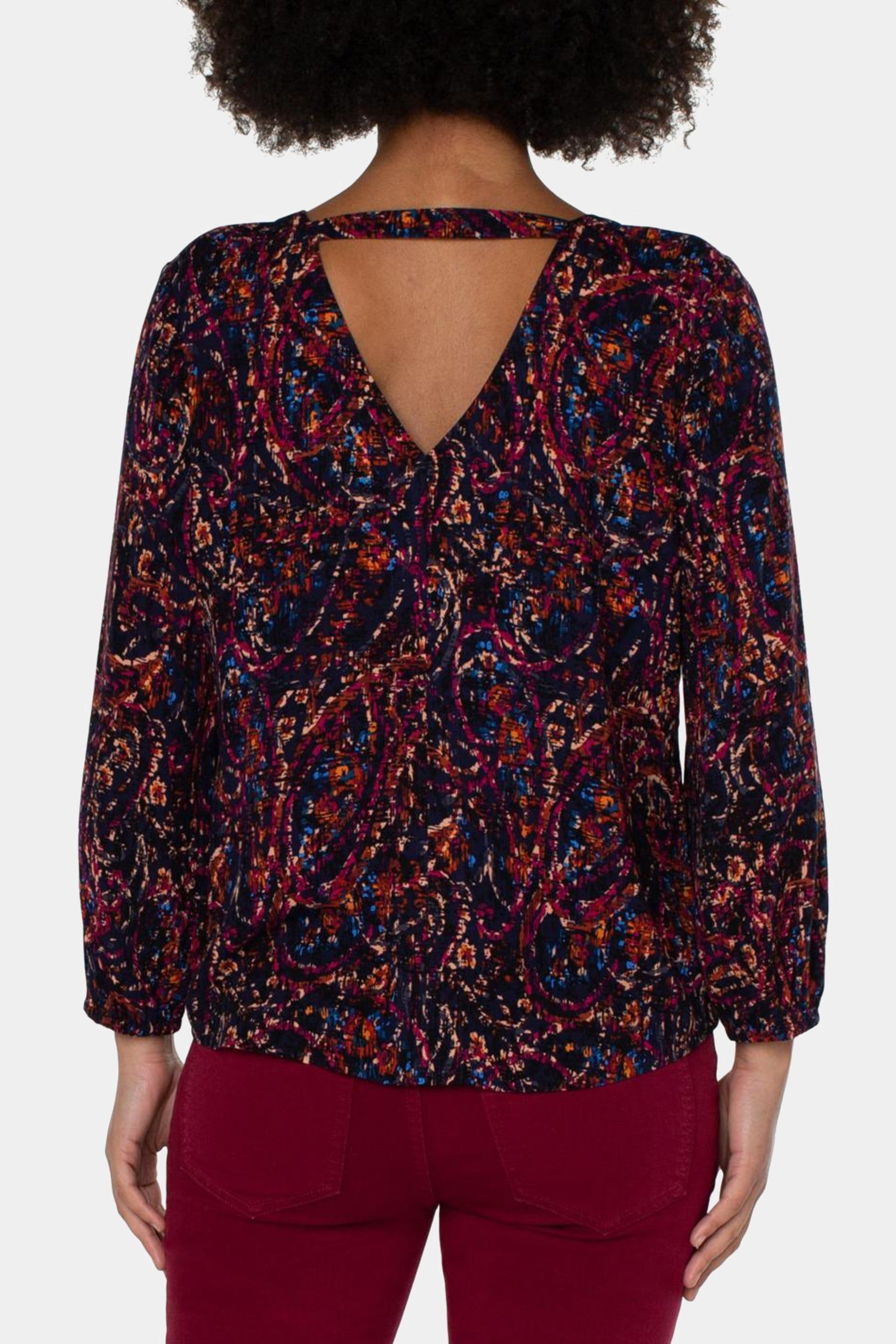 Crepe V-Neck Paisley Top sold by Lord & Taylor product image thumbnail 2