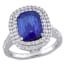 Cushion Sapphire and Diamond Halo Cocktail Ring in 14k White Gold sold by Lord & Taylor product image thumbnail 5