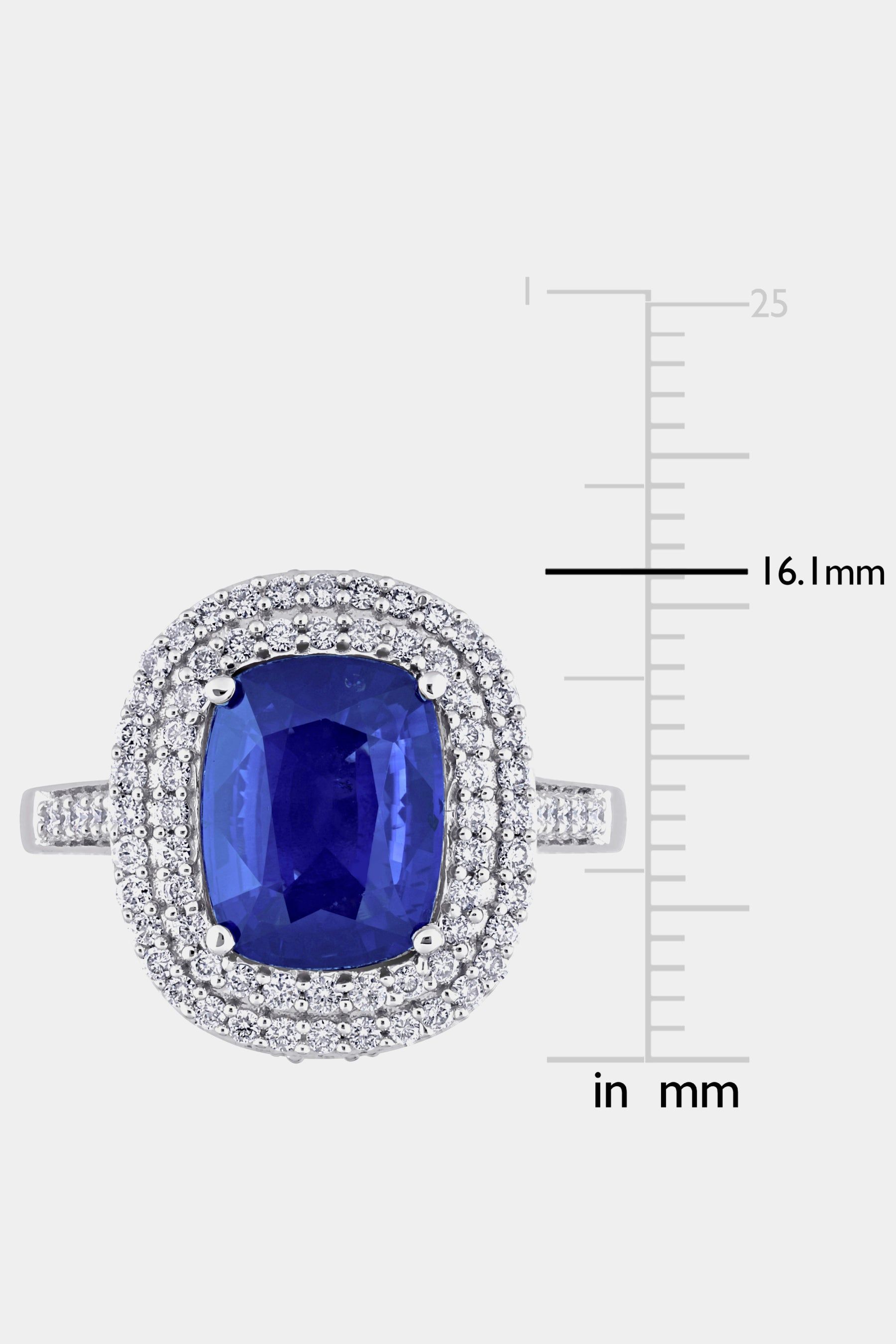 Cushion Sapphire and Diamond Halo Cocktail Ring in 14k White Gold sold by Lord & Taylor product image thumbnail 3
