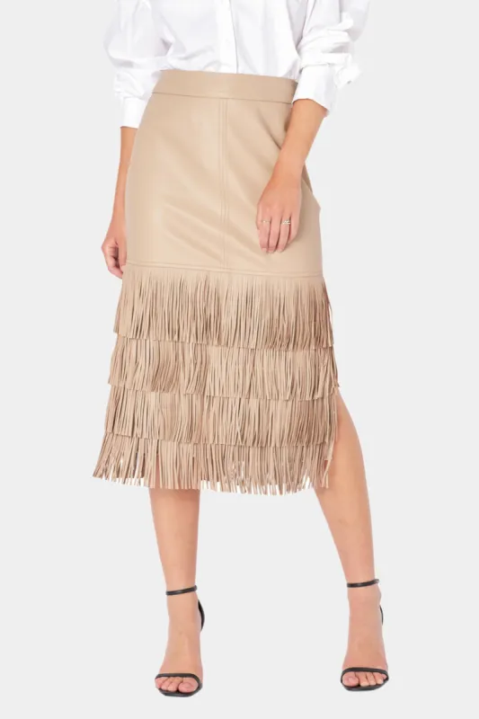 PU Fringe Midi Skirt sold by Lord & Taylor