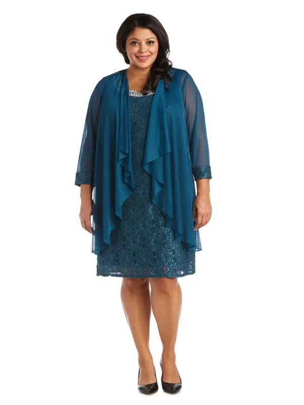 Lace Shift And Sheer Jacket Set With Pearl Embellishments sold by Lord & Taylor