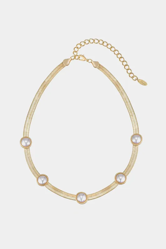 Pearl Dotted Gold Plated Snake Chain sold by Lord & Taylor