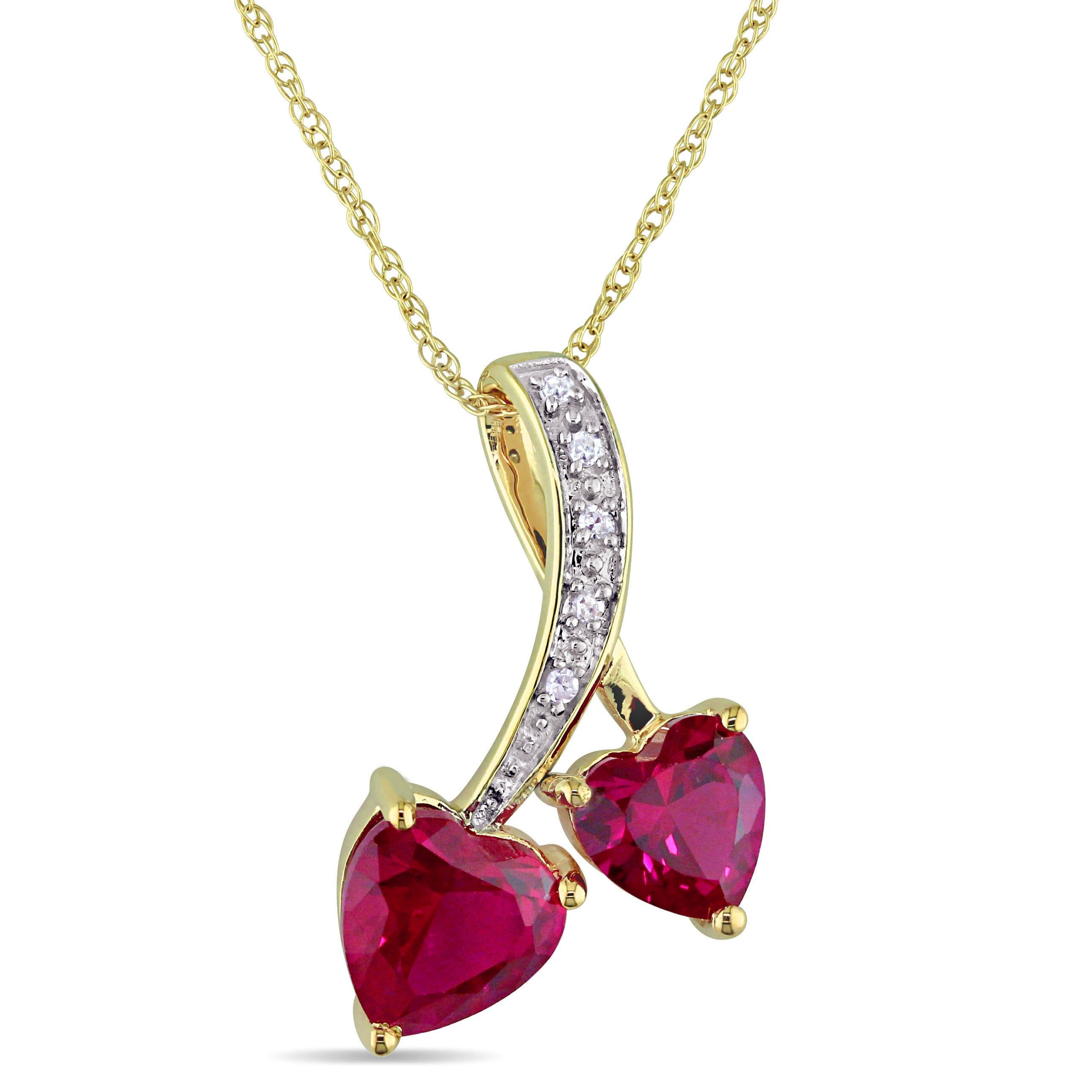 Created Ruby and Diamond Accent Double Heart Necklace sold by Lord & Taylor product image thumbnail 6