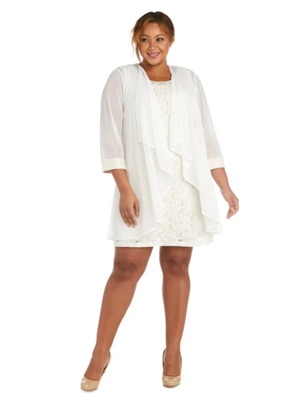 Lace Shift And Sheer Jacket Set With Pearl Embellishments sold by Lord & Taylor