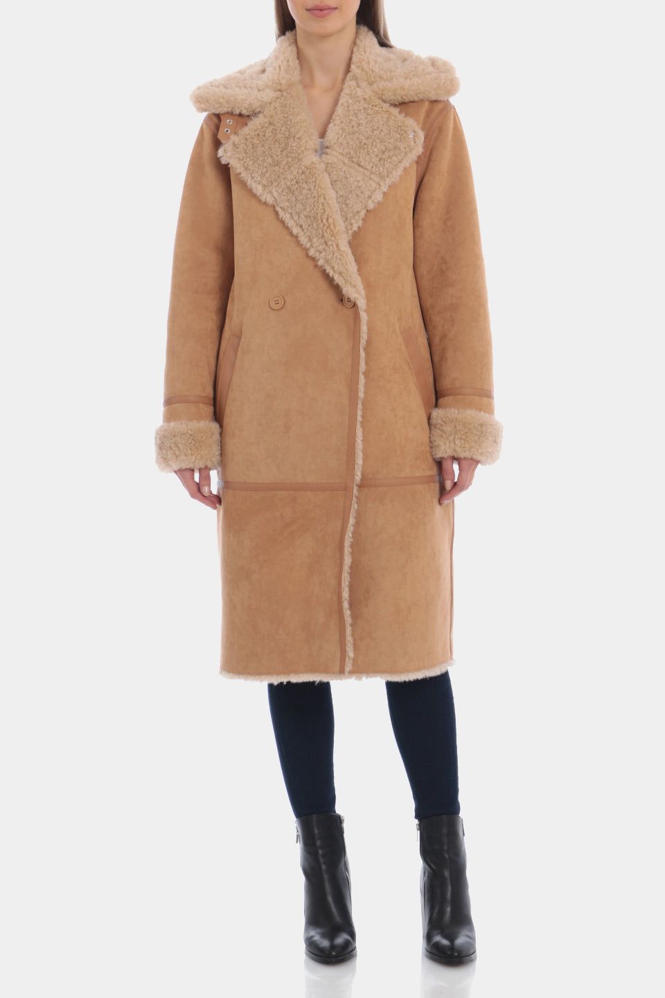 Double Breasted Faux Shearling Coat sold by Lord & Taylor product image thumbnail 3
