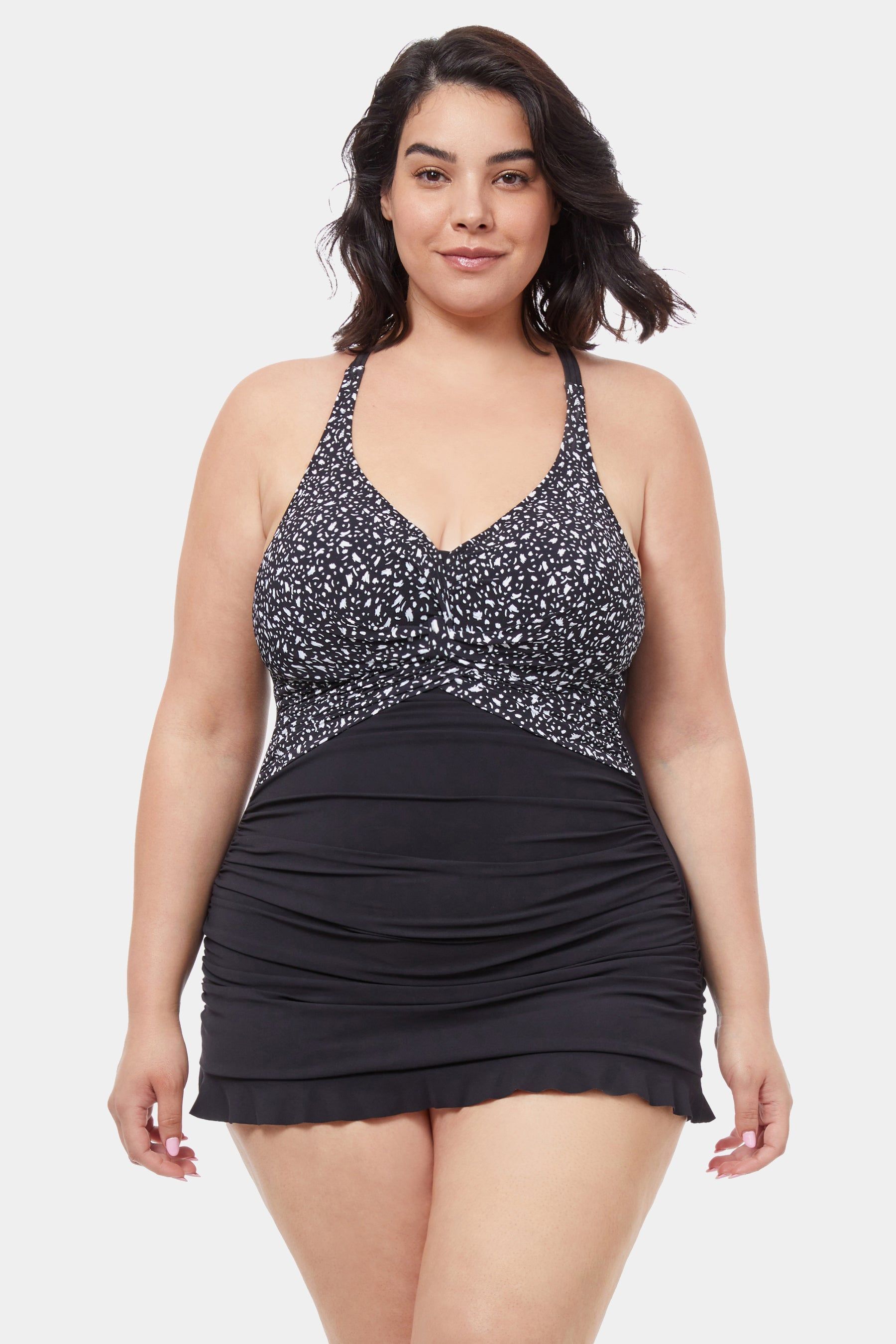 Plus Bash Halter Neck Ruffle Hem Swim Dress sold by Lord & Taylor