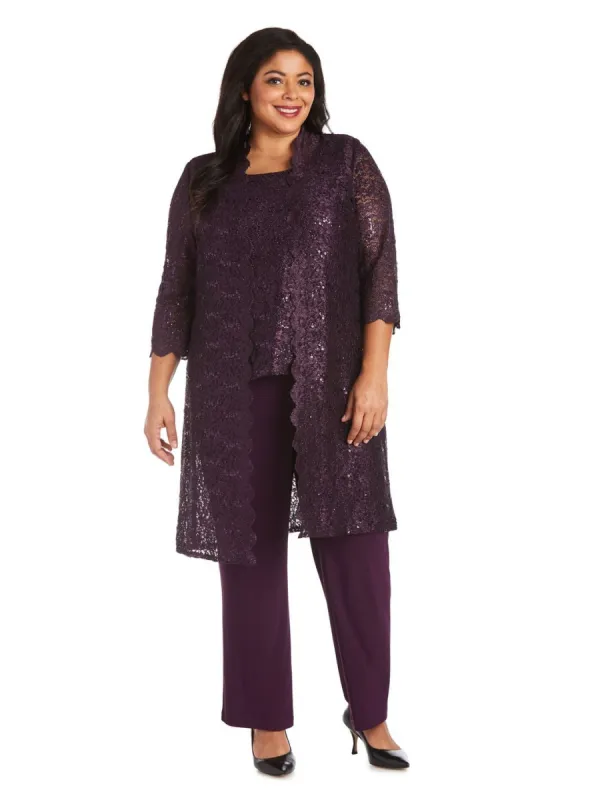 Three-Piece Pant Set With Metallic Lace Detail made by Lord & Taylor