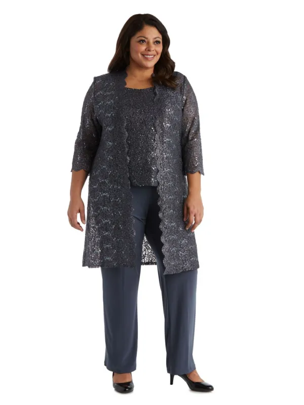 Three-Piece Pant Set With Metallic Lace Detail sold by Lord & Taylor