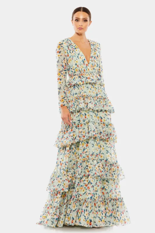 Tiered Ruffle Long Sleeve Gown sold by Lord & Taylor