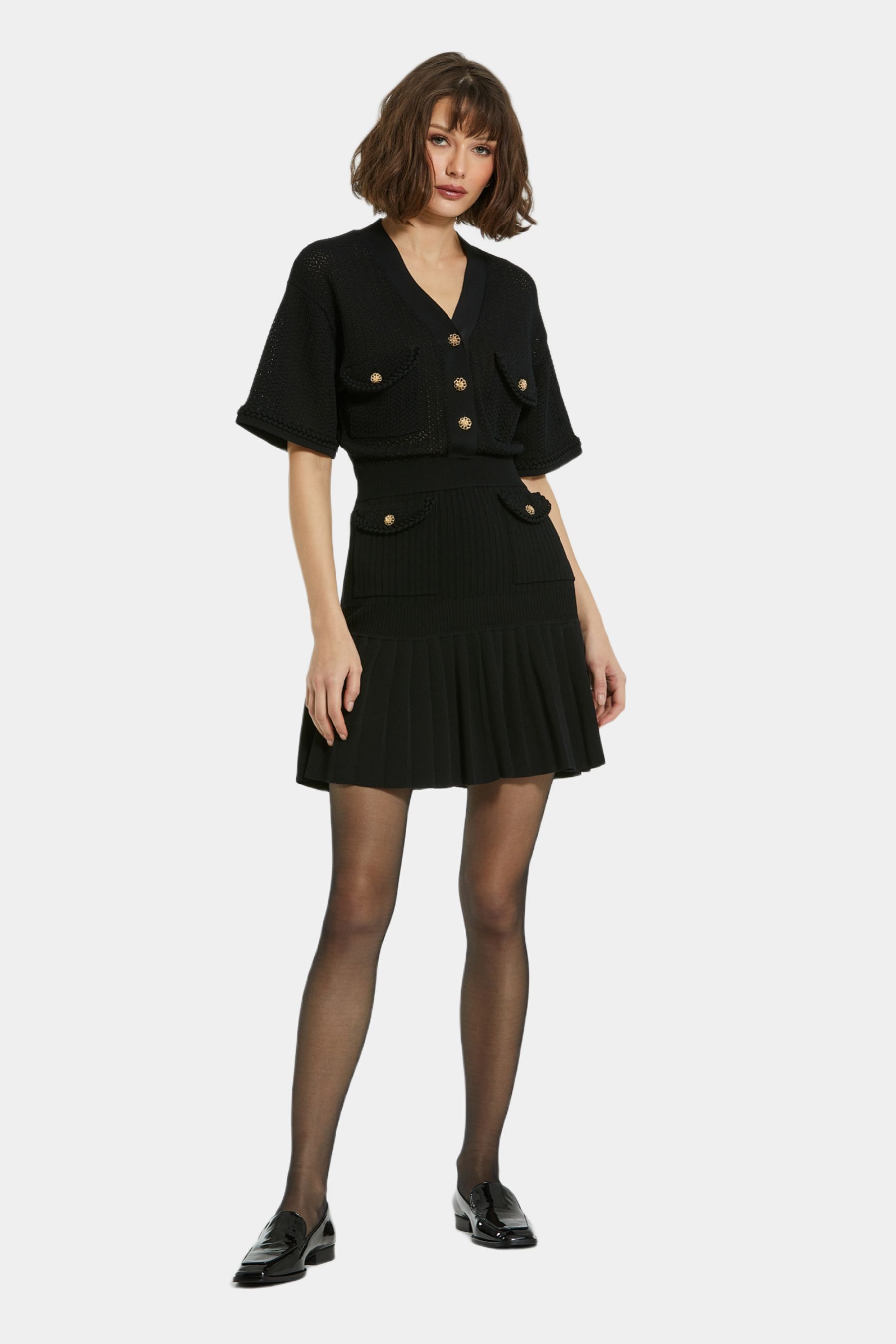 Short Sleeve Button Up Dress With Pleated Hem sold by Lord & Taylor