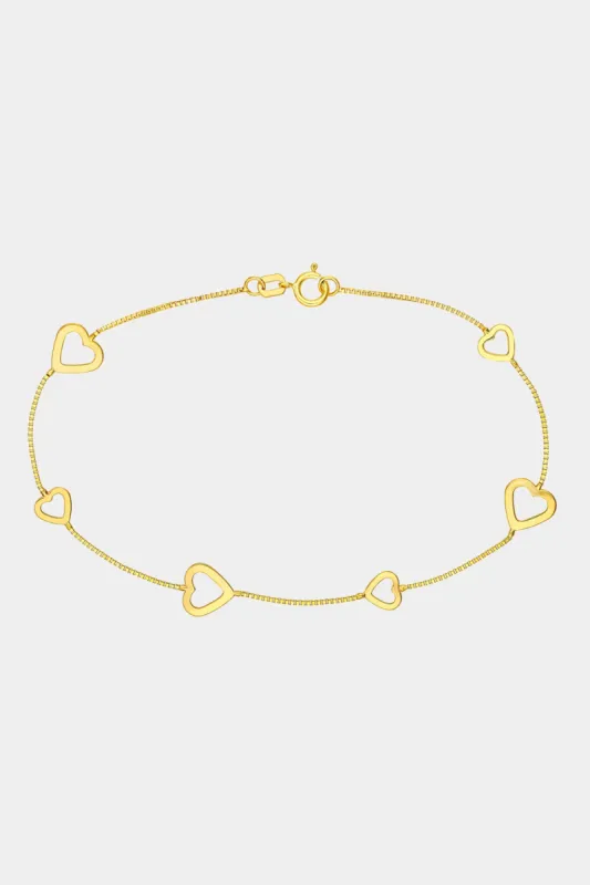 Box Chain Alternating Open Heart Bracelet sold by Lord & Taylor