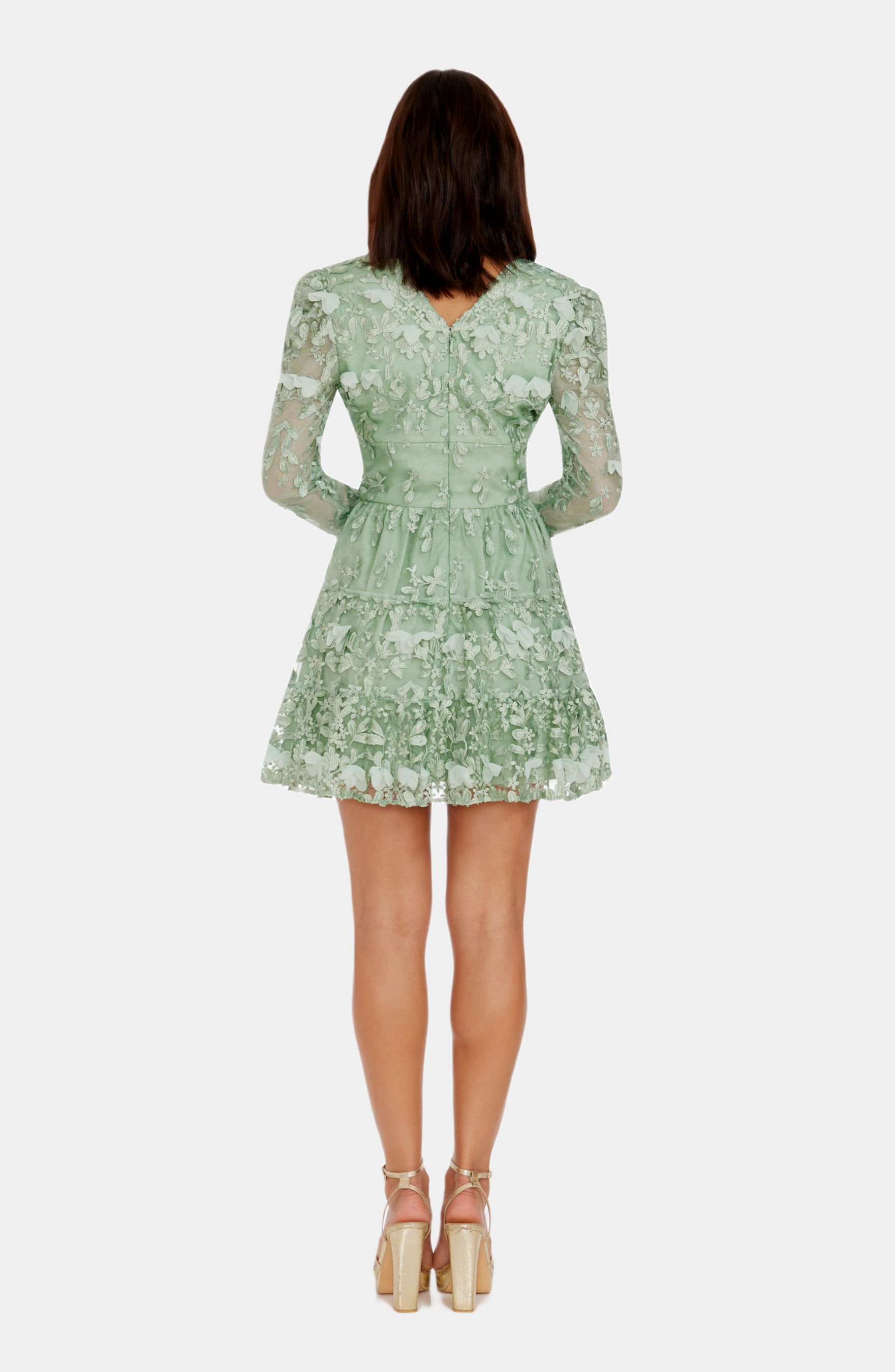 Marcy Long Sleeve V Neck Fit & Flare Mini Dress sold by Lord & Taylor product image thumbnail 4