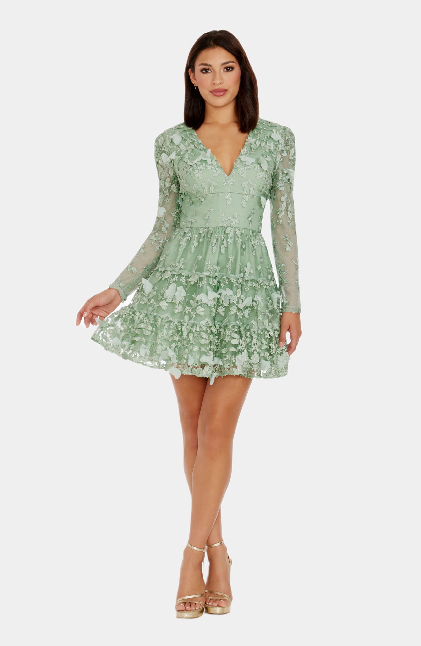 Marcy Long Sleeve V Neck Fit & Flare Mini Dress sold by Lord & Taylor product image thumbnail 3