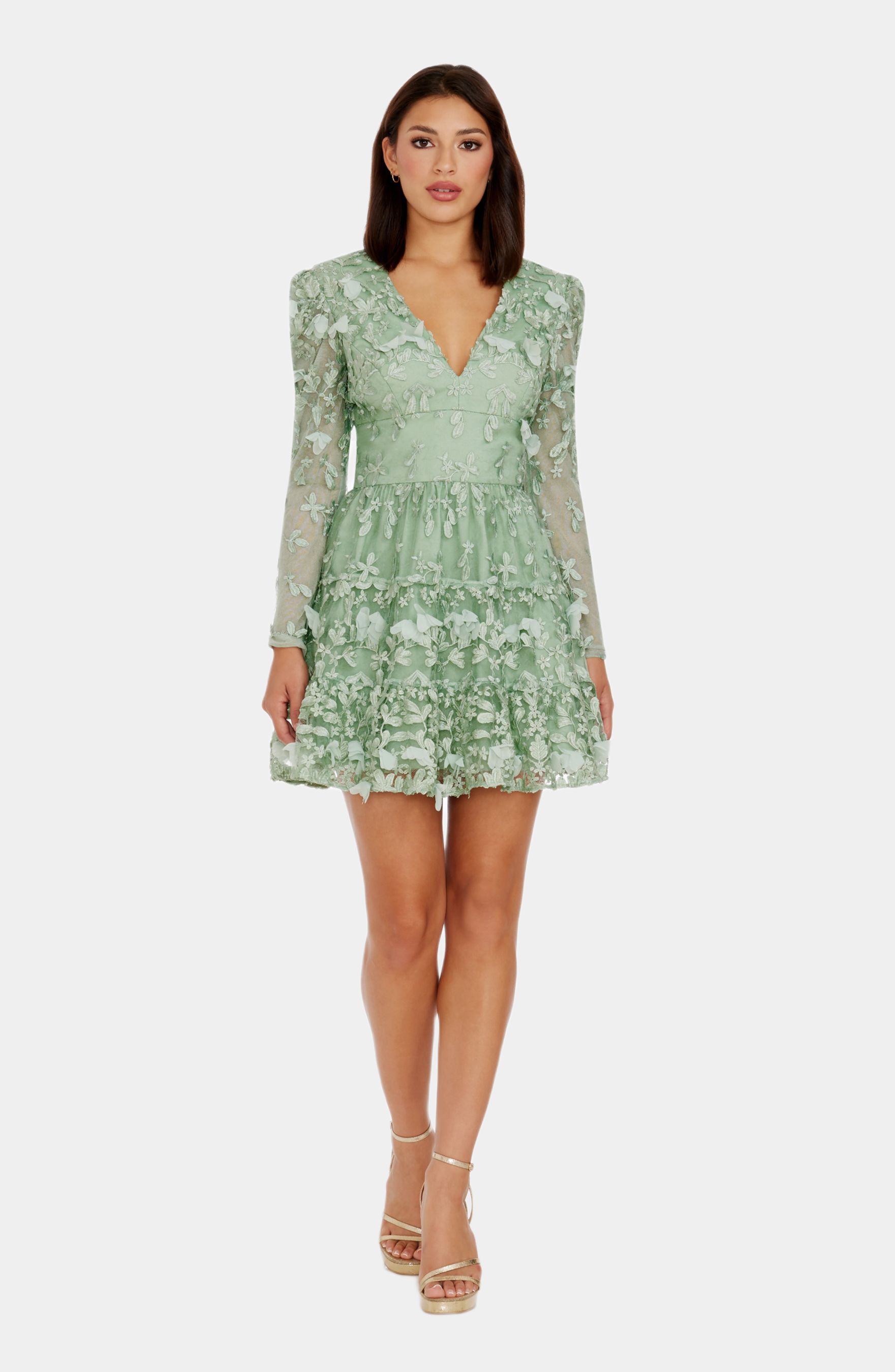 Marcy Long Sleeve V Neck Fit & Flare Mini Dress sold by Lord & Taylor
