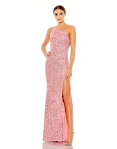 Sequined One Shoulder Draped Back Gown sold by Lord & Taylor