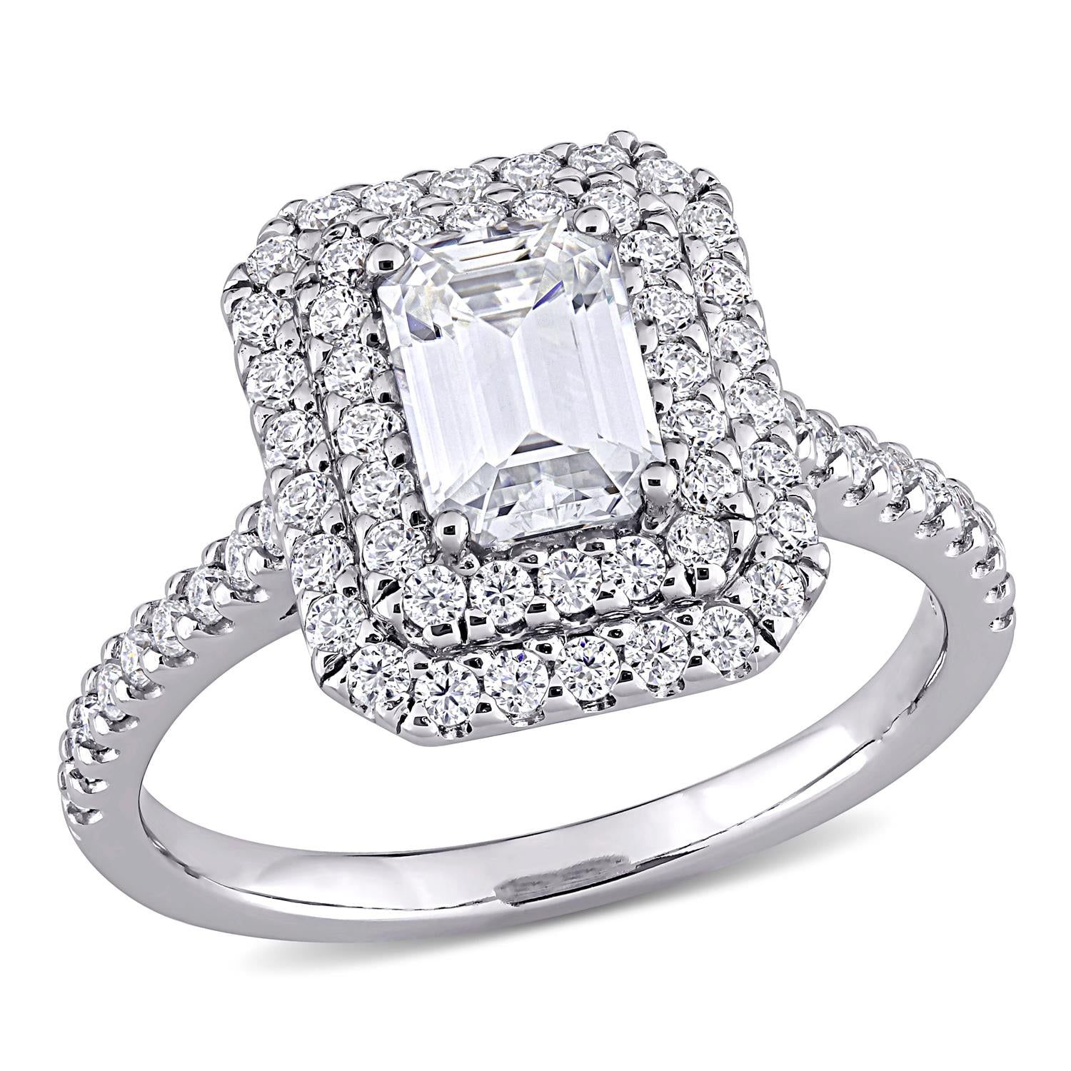 10k White Gold Moissanite Emerald-Cut Ring sold by Lord & Taylor