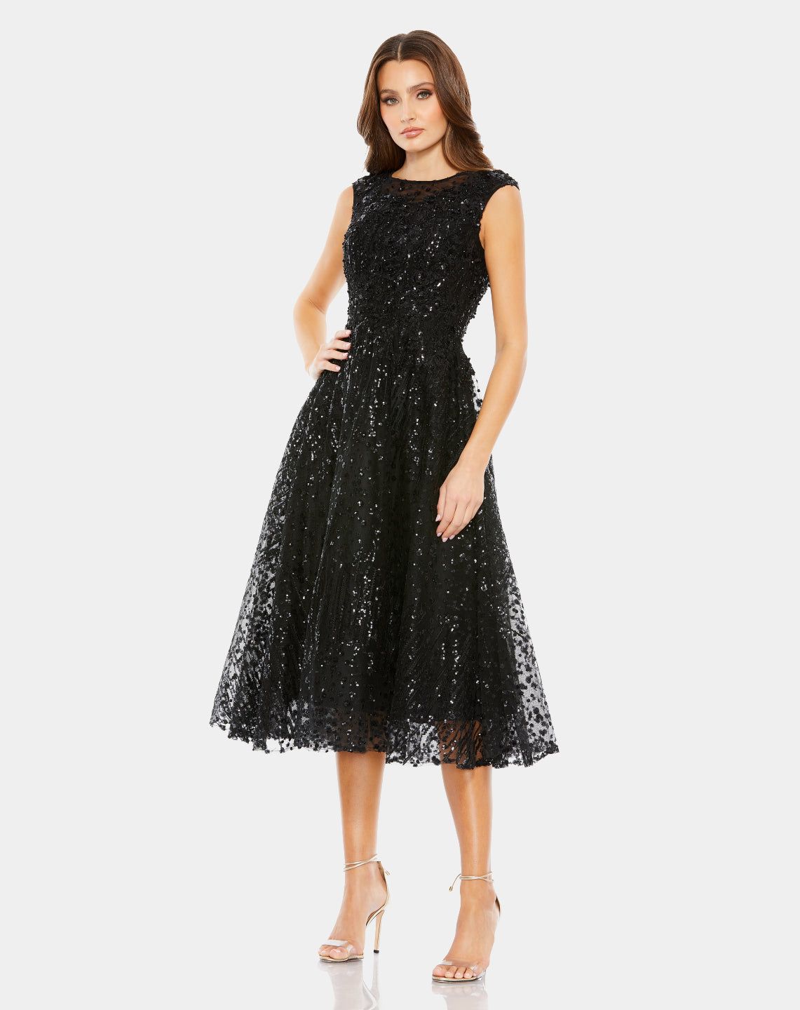 Sequined Cap Sleeve Fit and Flare Dress sold by Lord & Taylor product image thumbnail 4
