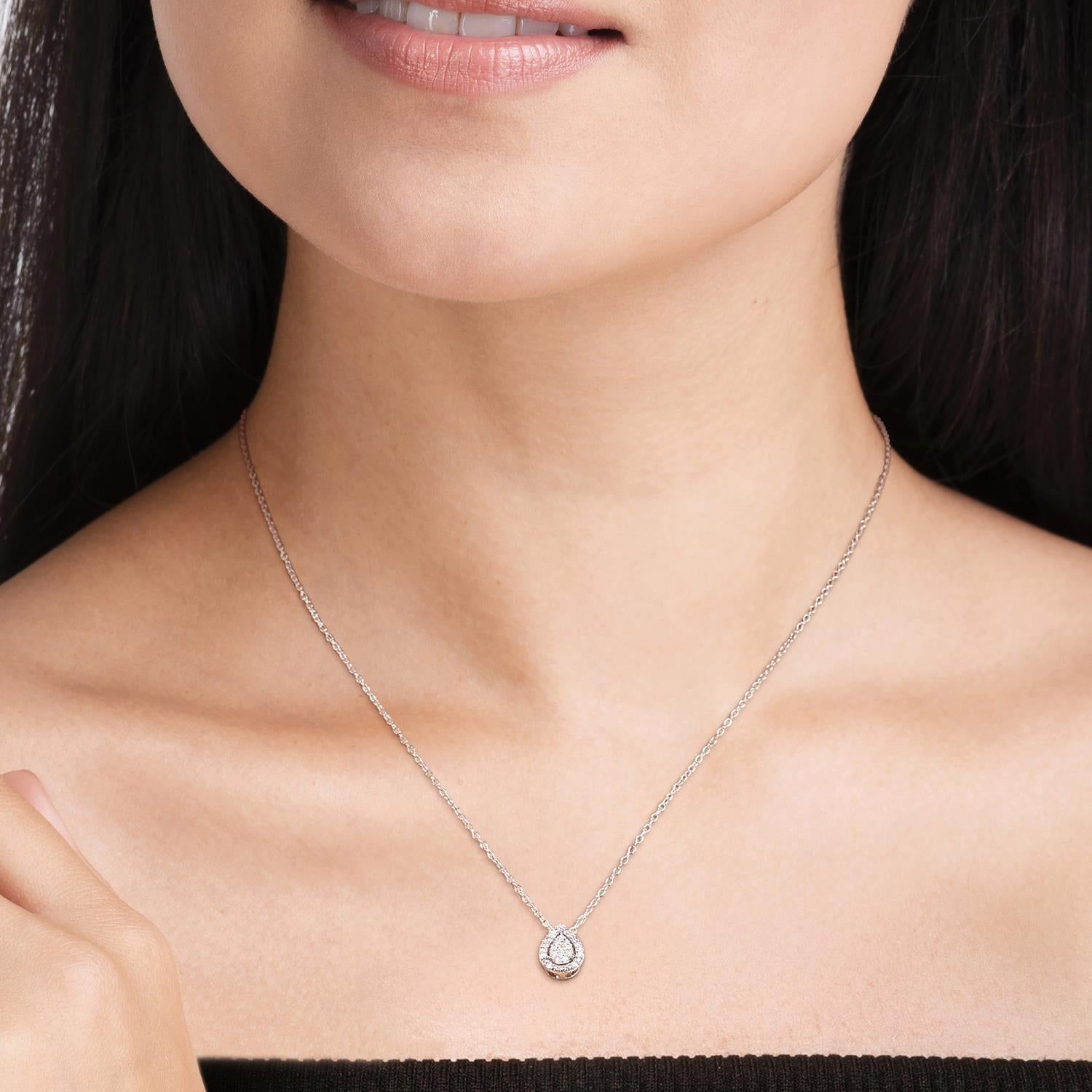 Diamond Teardrop Halo Necklace sold by Lord & Taylor product image thumbnail 4
