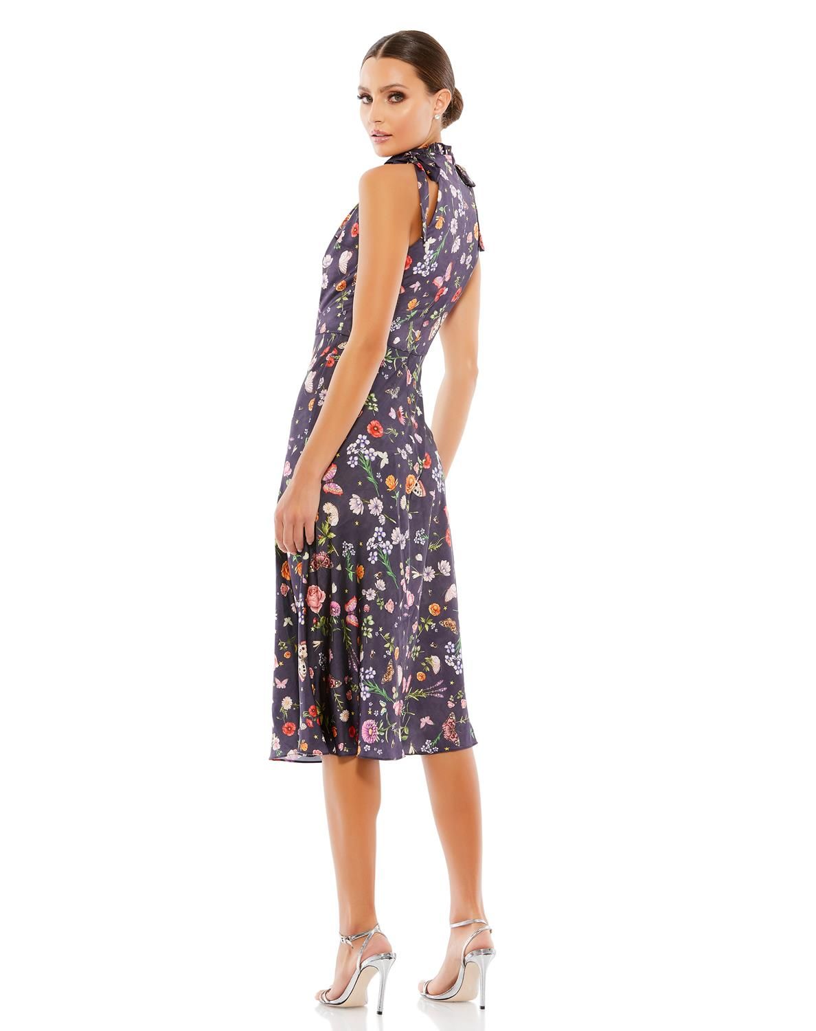 Floral Print Ruched Halter Tie Neck Midi Dress sold by Lord & Taylor product image thumbnail 2