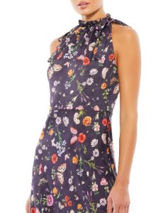 Floral Print Ruched Halter Tie Neck Midi Dress sold by Lord & Taylor