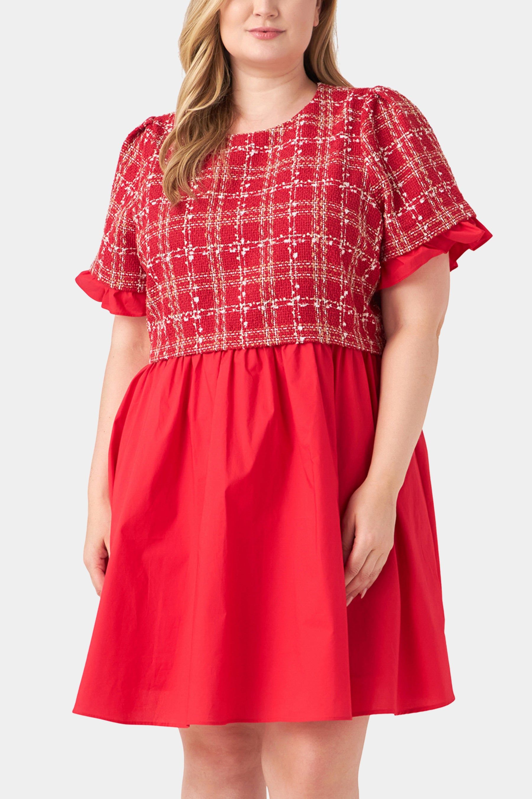 Mixed Media Tweed Poplin Mini Dress sold by Lord & Taylor