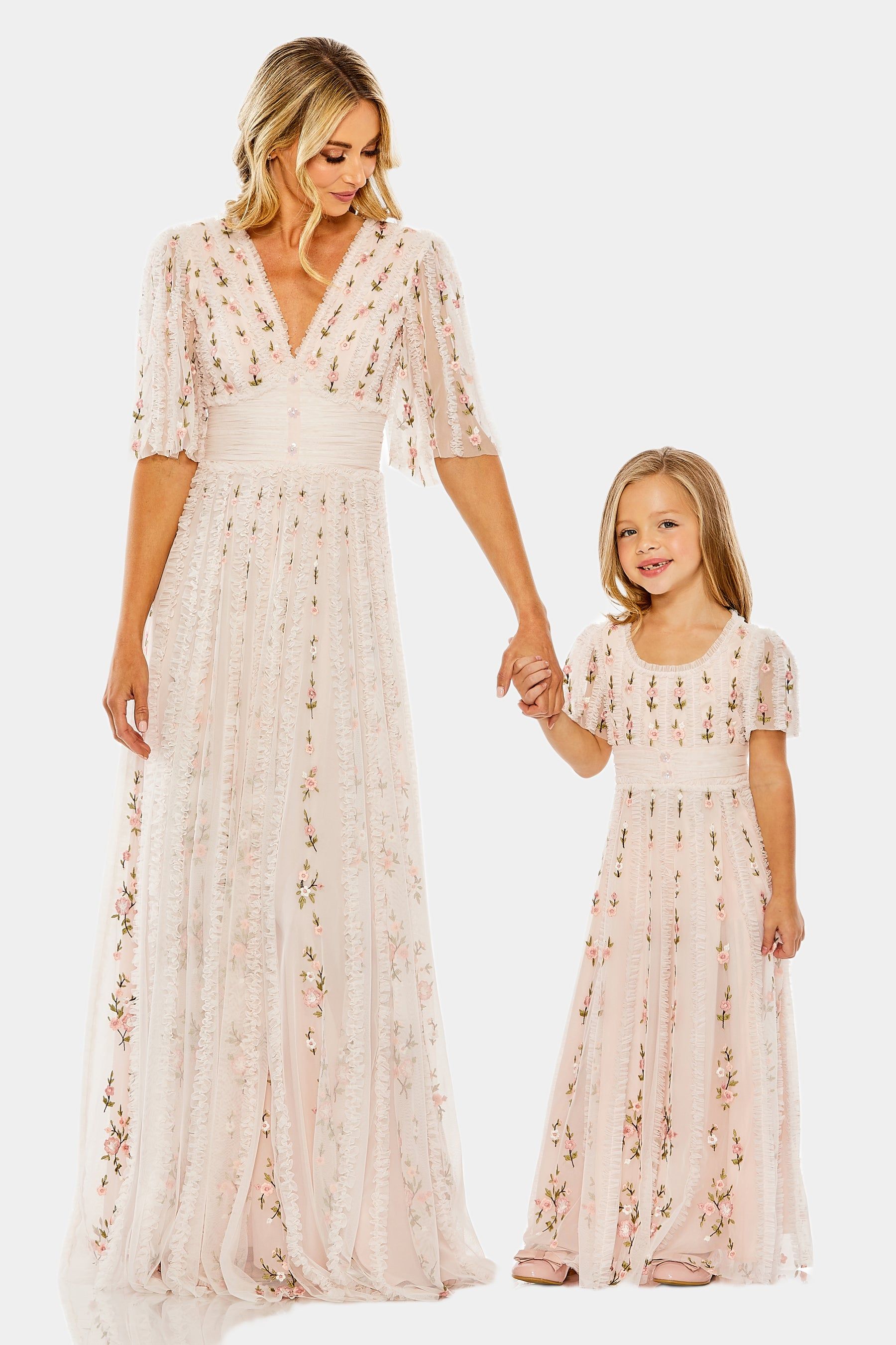 Floral Ruffle Detail Long V-Neck Gown sold by Lord & Taylor product image thumbnail 10