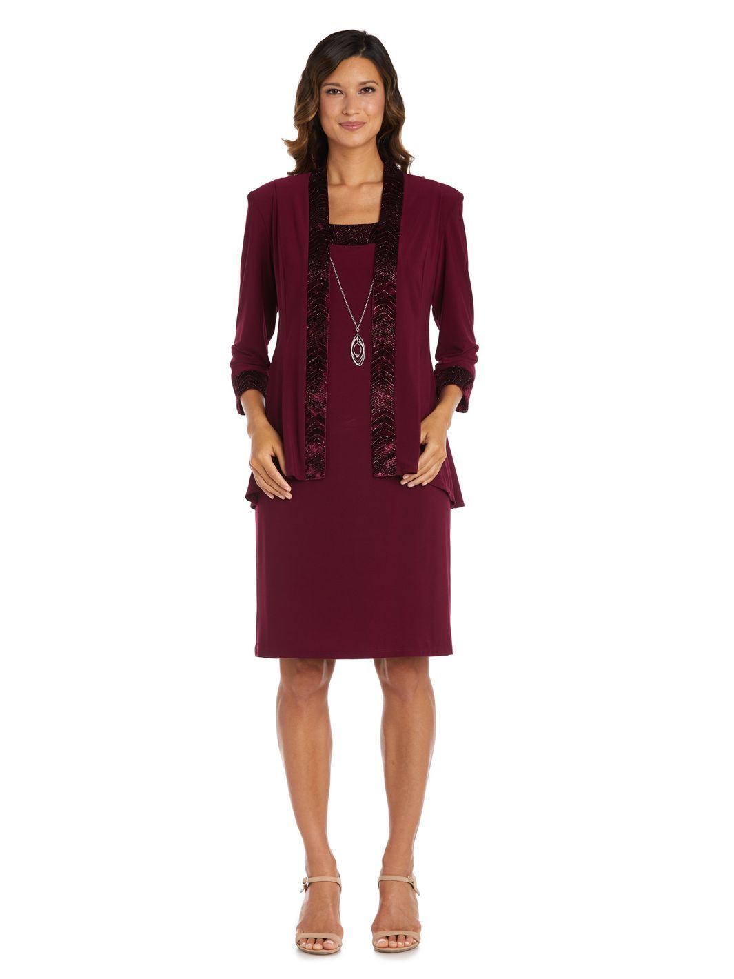Petite Two-Piece Banded Glitter Velvet Jacket and Dress Set sold by Lord & Taylor product image thumbnail 6