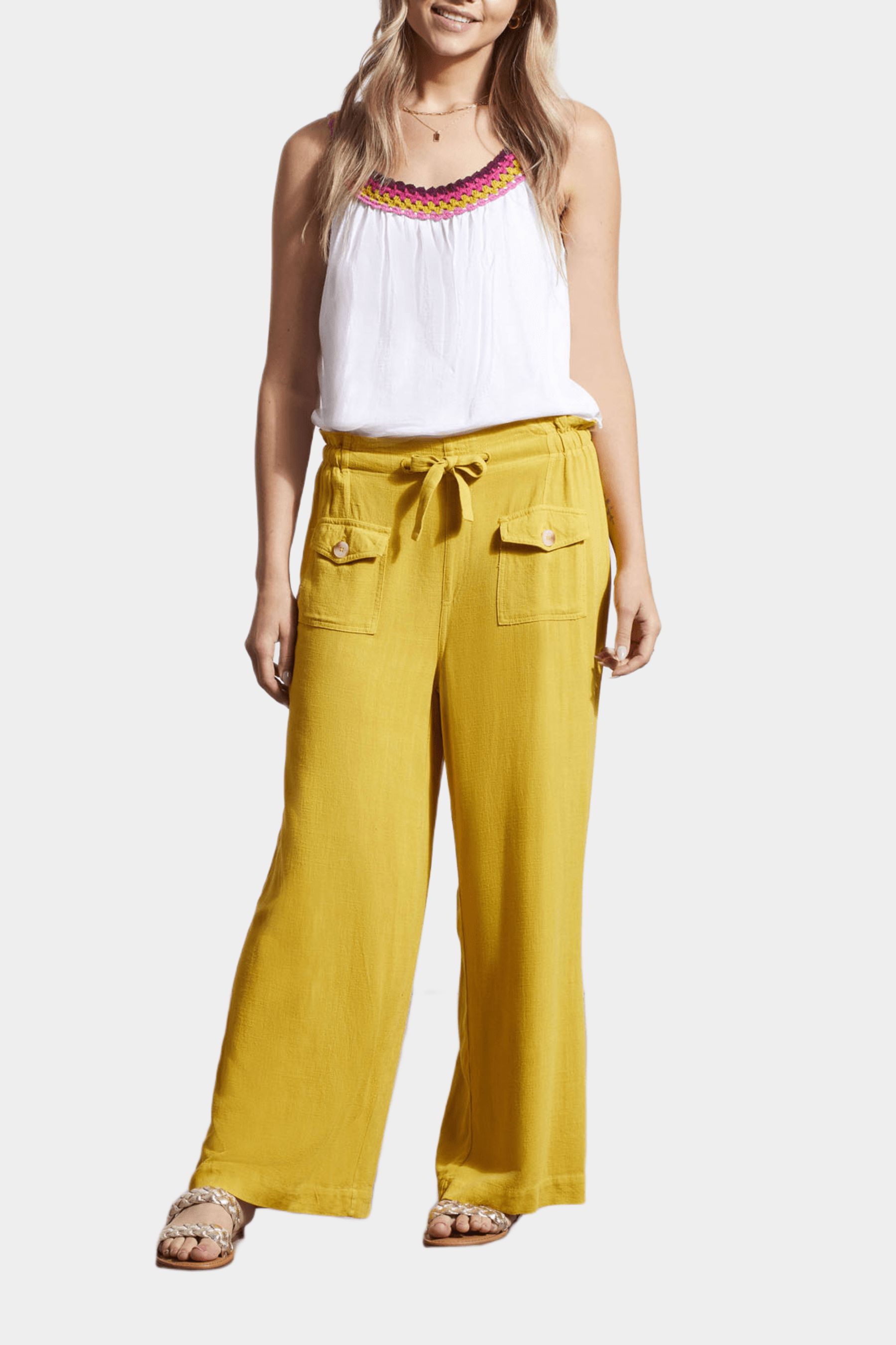Paperbag Pull On Pocket & Drawcord Wide Leg Crop Pants sold by Lord & Taylor
