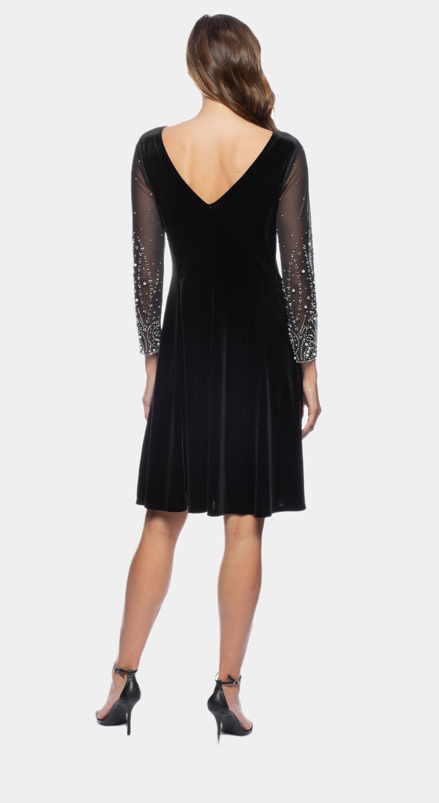 Mesh Beaded Sleeve Velvet Dress sold by Lord & Taylor product image thumbnail 2