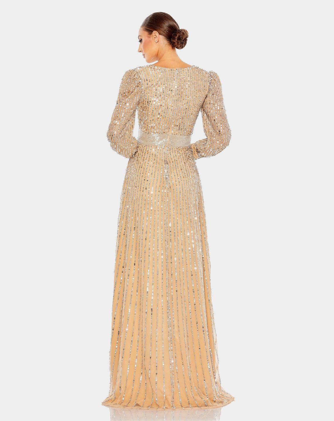 Sequined Wrap Over Bishop Sleeve Gown sold by Lord & Taylor product image thumbnail 3