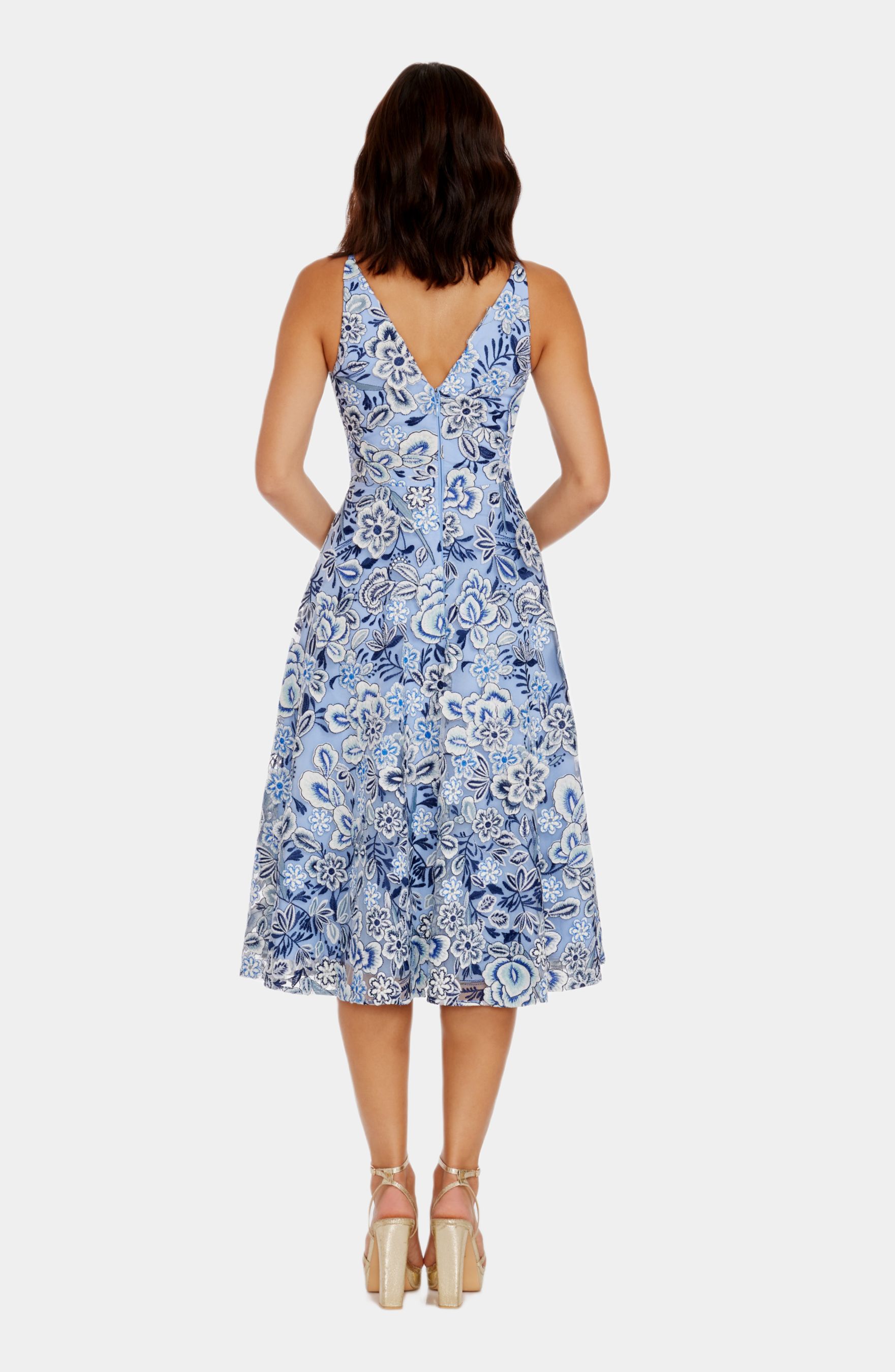 Elisa Sleeveless V Neck Fit & Flare Midi Dress sold by Lord & Taylor product image thumbnail 2