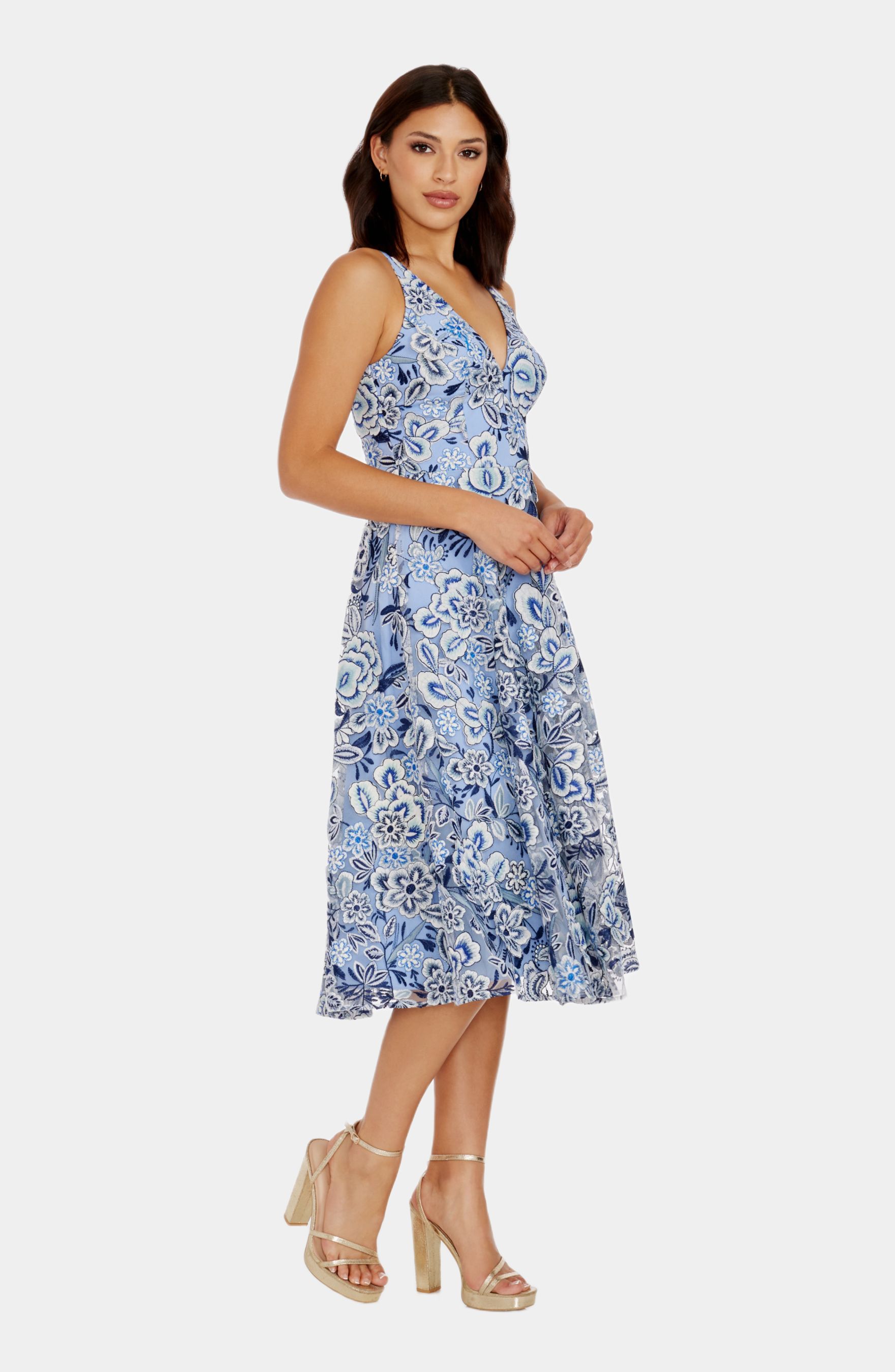Elisa Sleeveless V Neck Fit & Flare Midi Dress sold by Lord & Taylor product image thumbnail 3