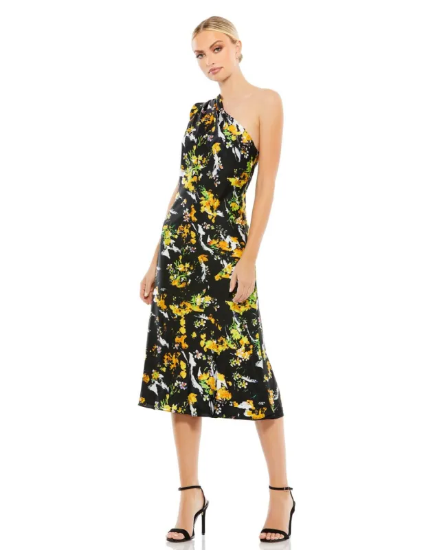 Floral Print Draped One Shoulder Midi Dress sold by Lord & Taylor