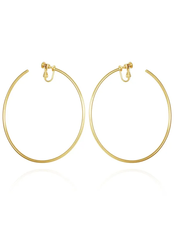 Sleek Extra Large Clip On Hoop Earrings sold by Lord & Taylor