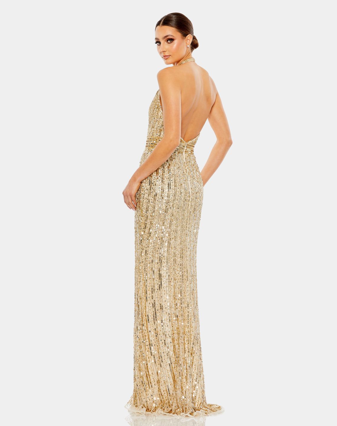 Sequined Halter Strap Trumpet Gown sold by Lord & Taylor product image thumbnail 4
