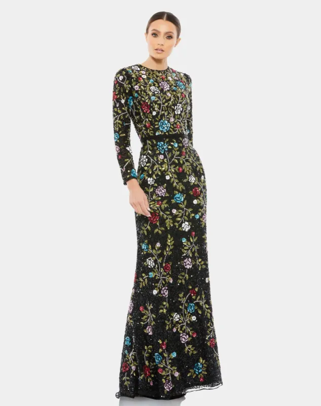 Floral Embellished Long Sleeve Gown sold by Lord & Taylor
