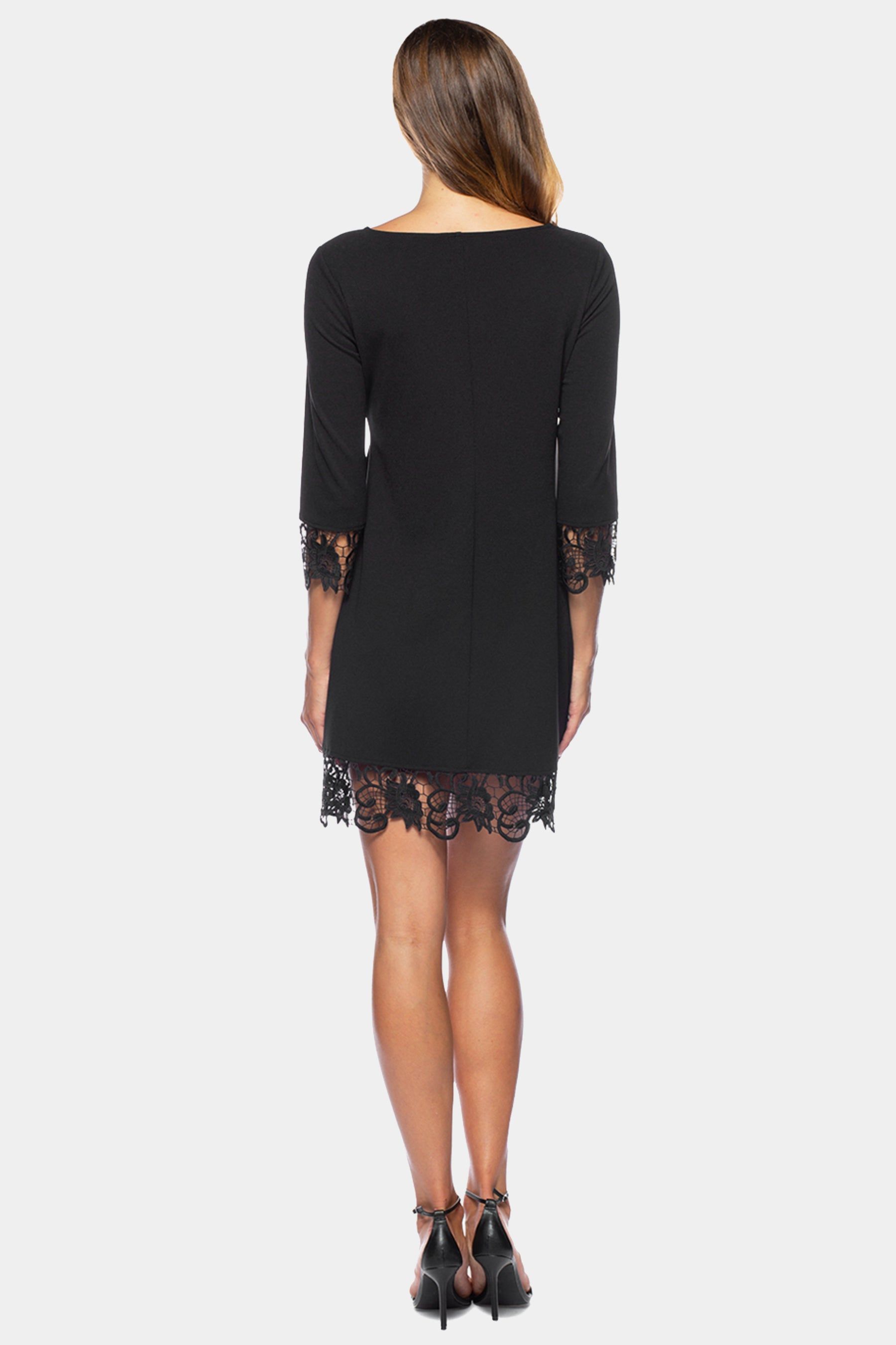 Scuba Crepe Lace Trim Dress sold by Lord & Taylor product image thumbnail 3