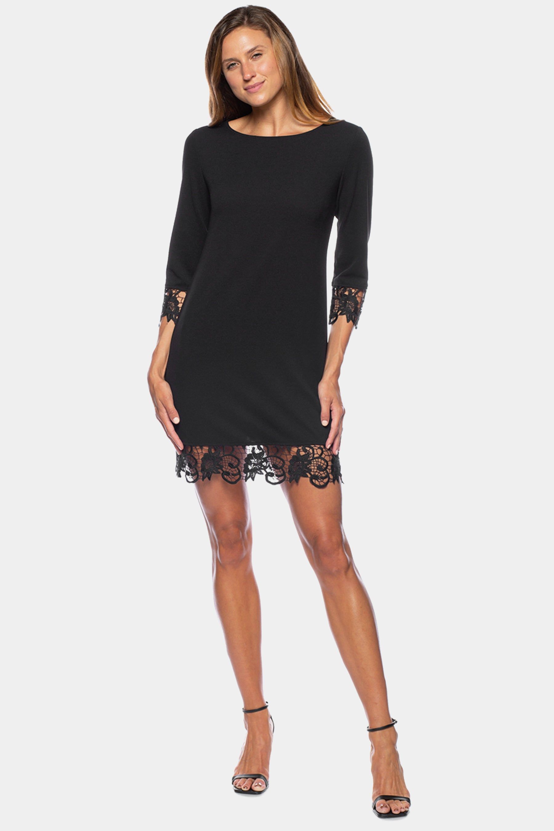 Scuba Crepe Lace Trim Dress sold by Lord & Taylor