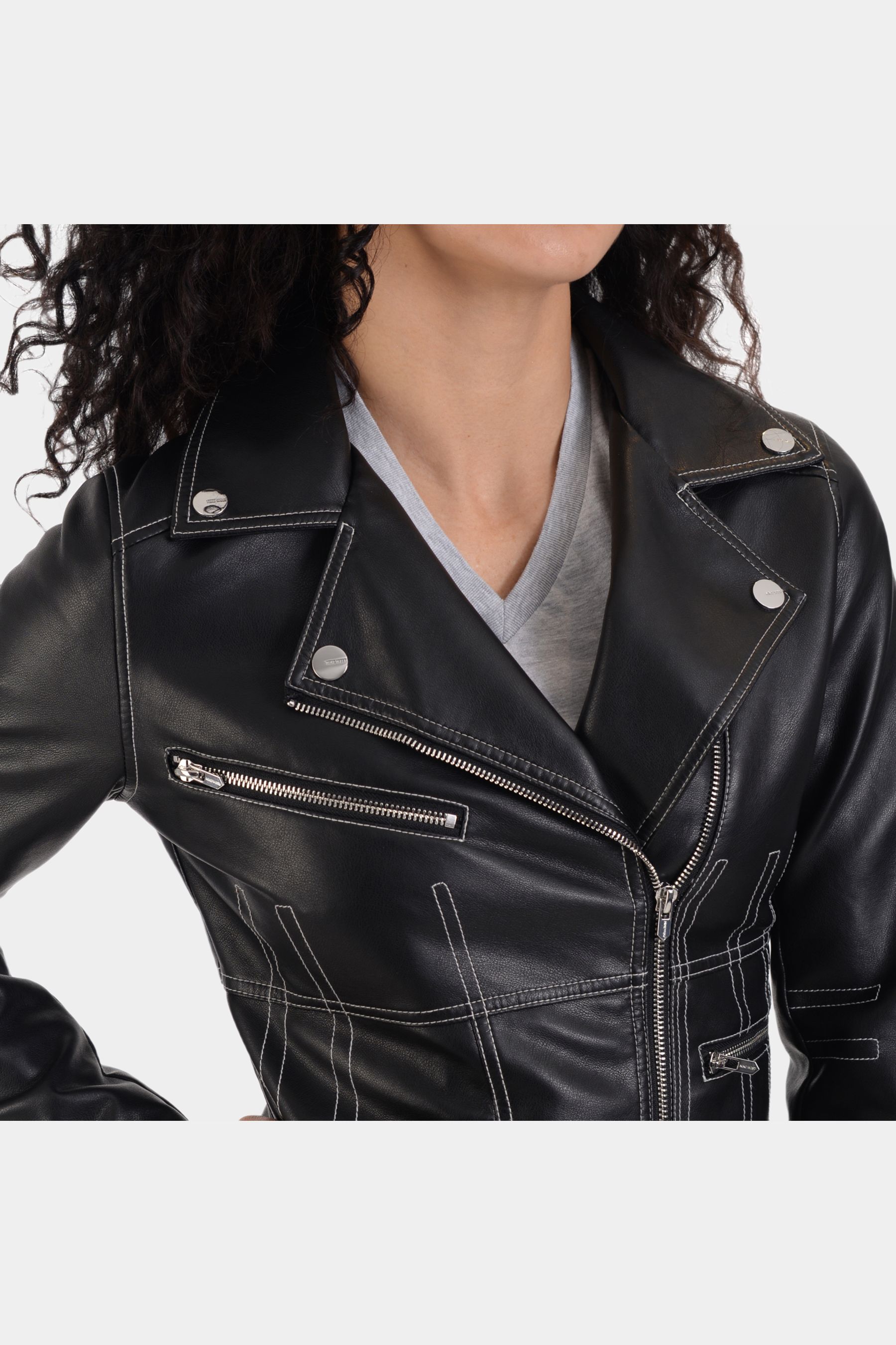 Faux Leather Long Sleeve Biker Jacket sold by Lord & Taylor product image thumbnail 5