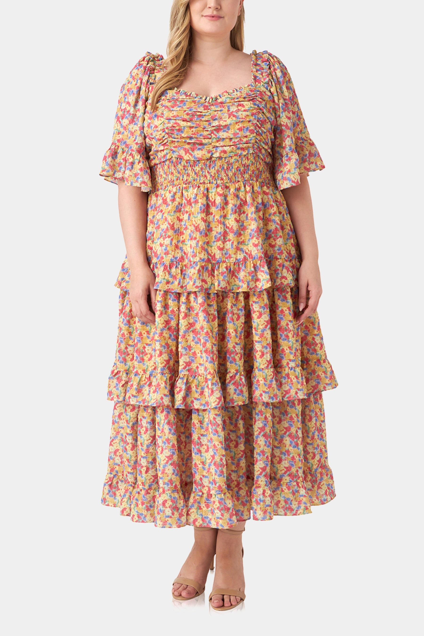 Floral Smocked Ruffle Tiered Maxi Dress sold by Lord & Taylor
