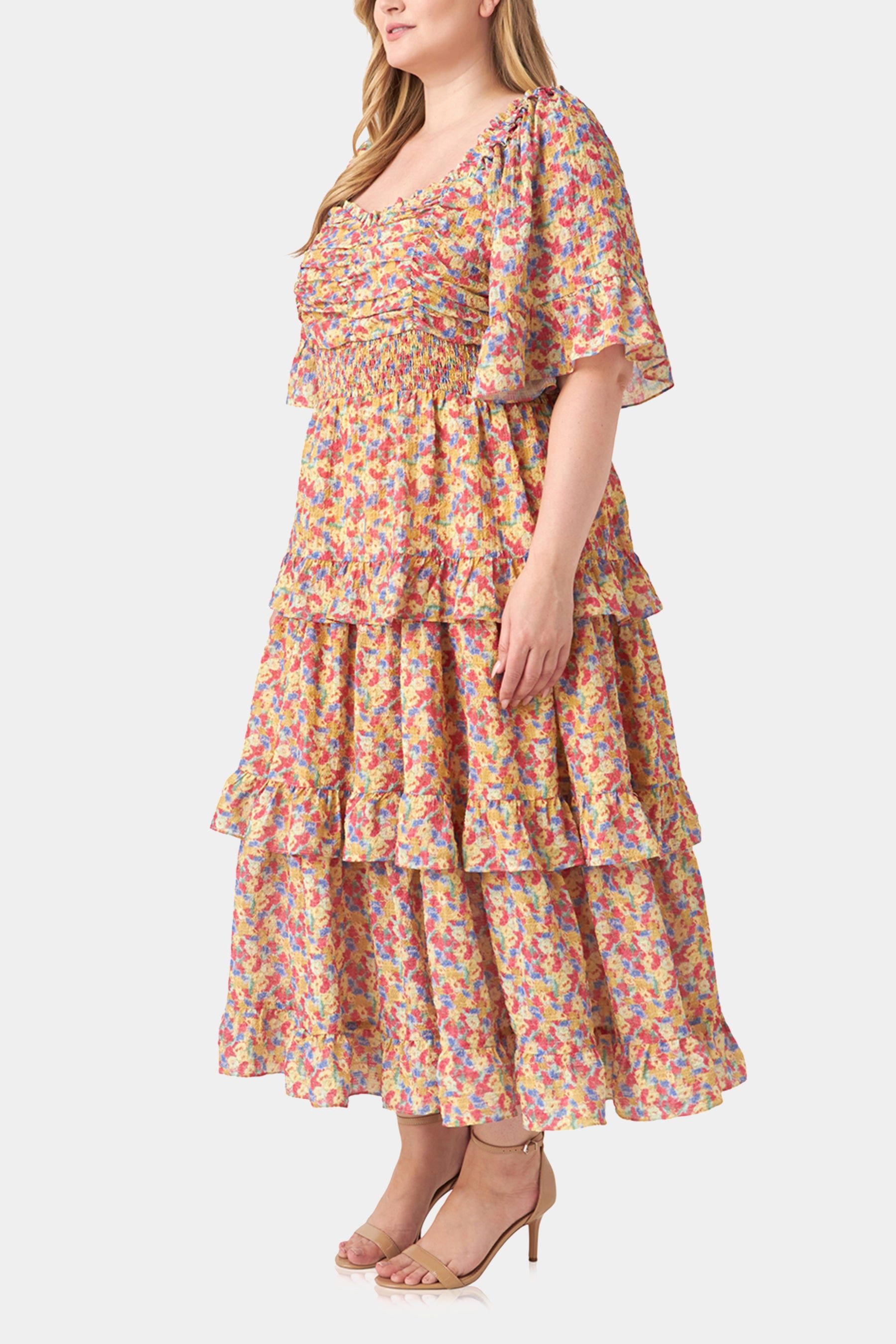 Floral Smocked Ruffle Tiered Maxi Dress sold by Lord & Taylor product image thumbnail 5