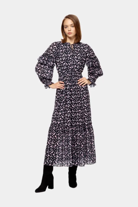 Tie Neck Ruffle Midi Dress sold by Lord & Taylor