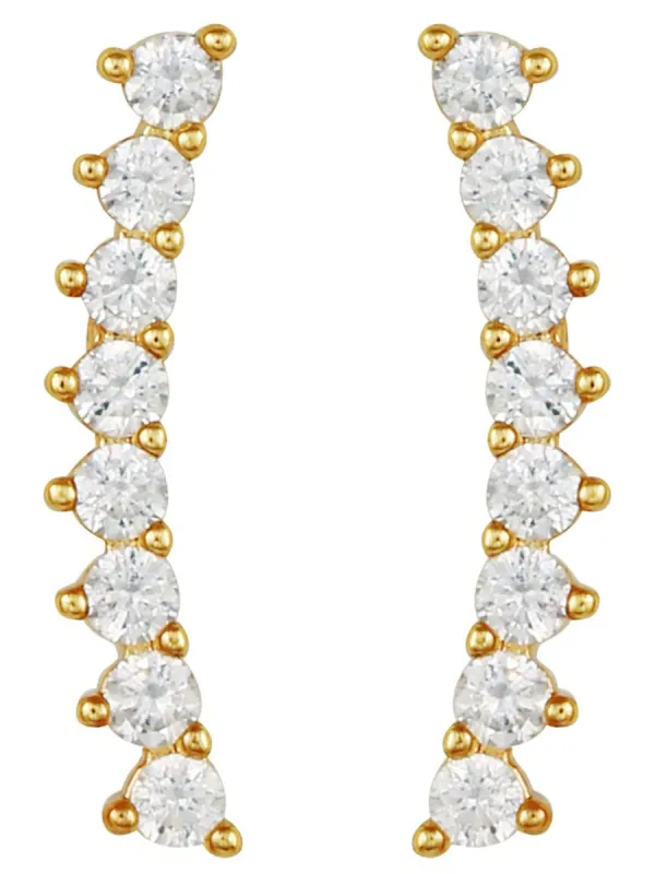 Cubic Zirconia Stone Studded Climber Earrings sold by Lord & Taylor