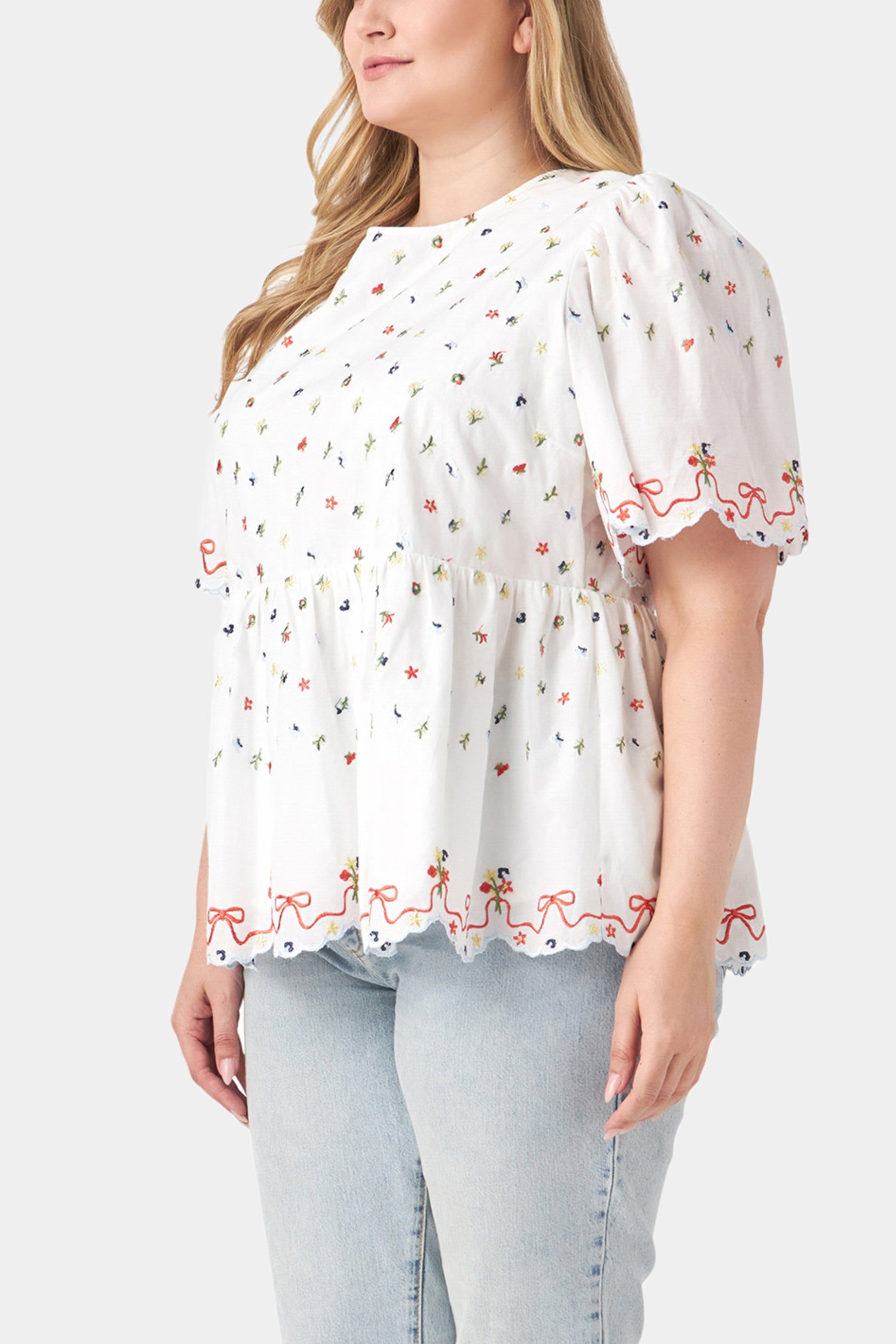 Floral Embroidery Scalloped Top sold by Lord & Taylor product image thumbnail 5