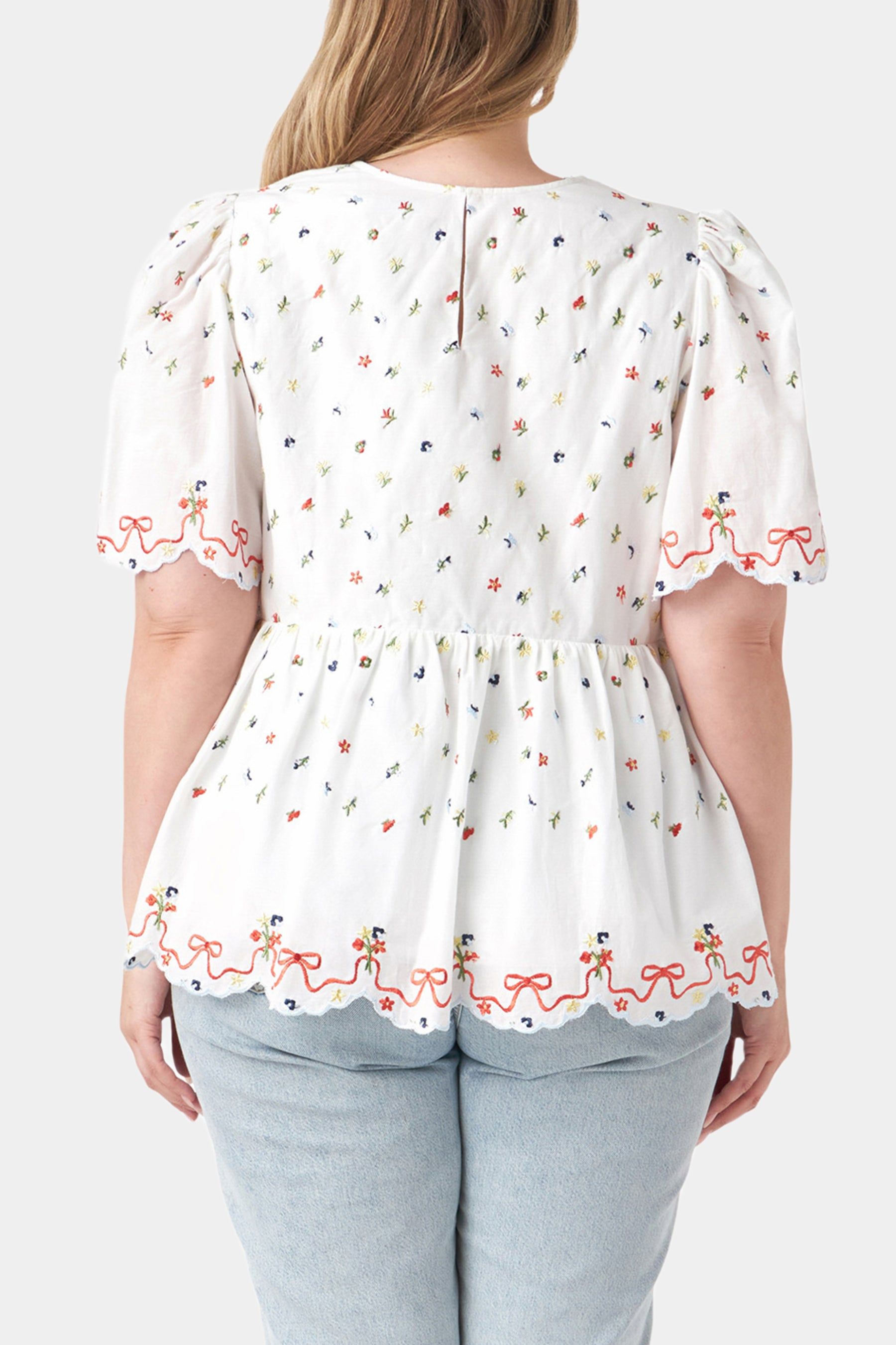 Floral Embroidery Scalloped Top sold by Lord & Taylor product image thumbnail 3