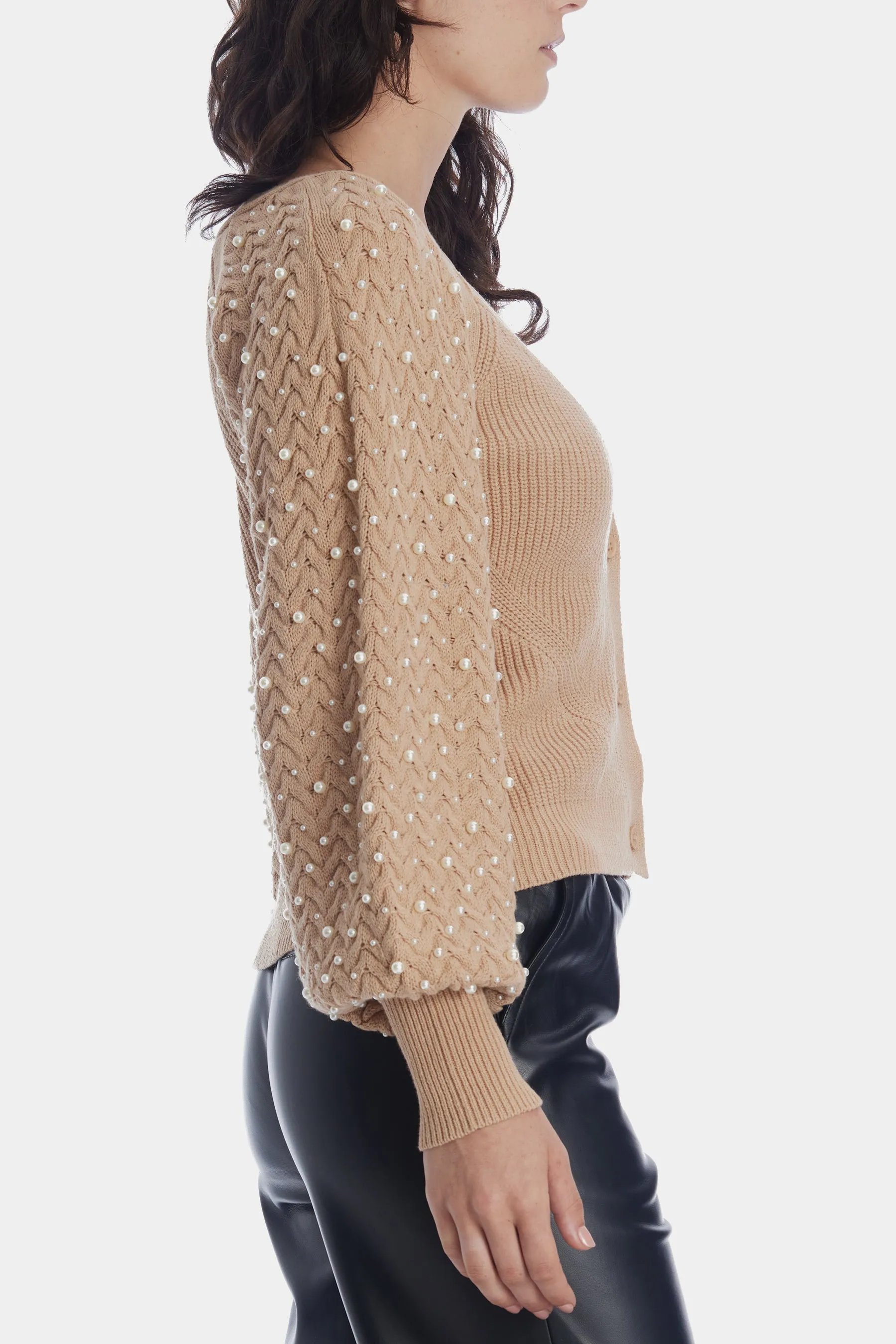 Pearl Chevron Detail Cardigan sold by Lord & Taylor product image thumbnail 4