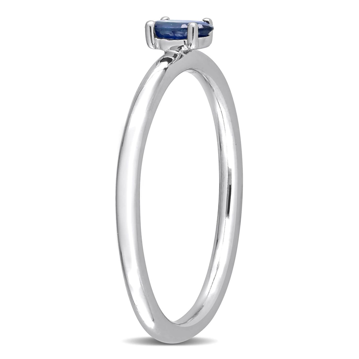 10k White Gold Blue Sapphire Stackable Ring sold by Lord & Taylor product image thumbnail 2