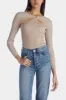 Long Sleeve Knit Top With Front Cut Out Details sold by Lord & Taylor