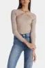 Long Sleeve Knit Top With Front Cut Out Details sold by Lord & Taylor